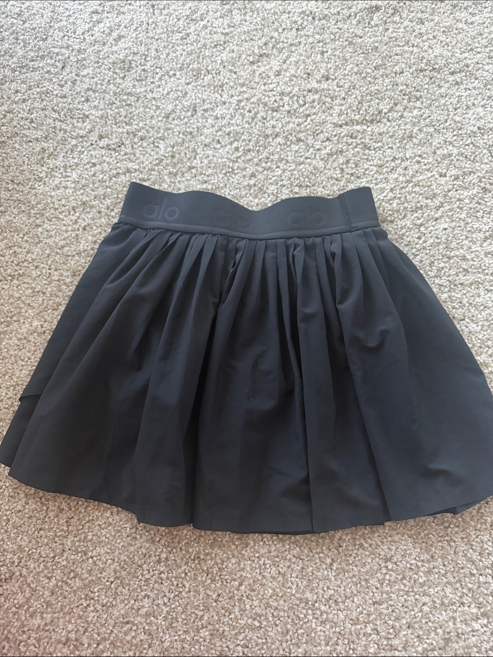ALO Yoga Black Pleated Skater Skirt